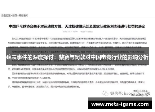 魏震事件的深度探讨:禁赛与罚款对中国电竞行业的影响分析 魏震事件的深度探讨:禁赛与罚款对中国电竞行业的影响分析